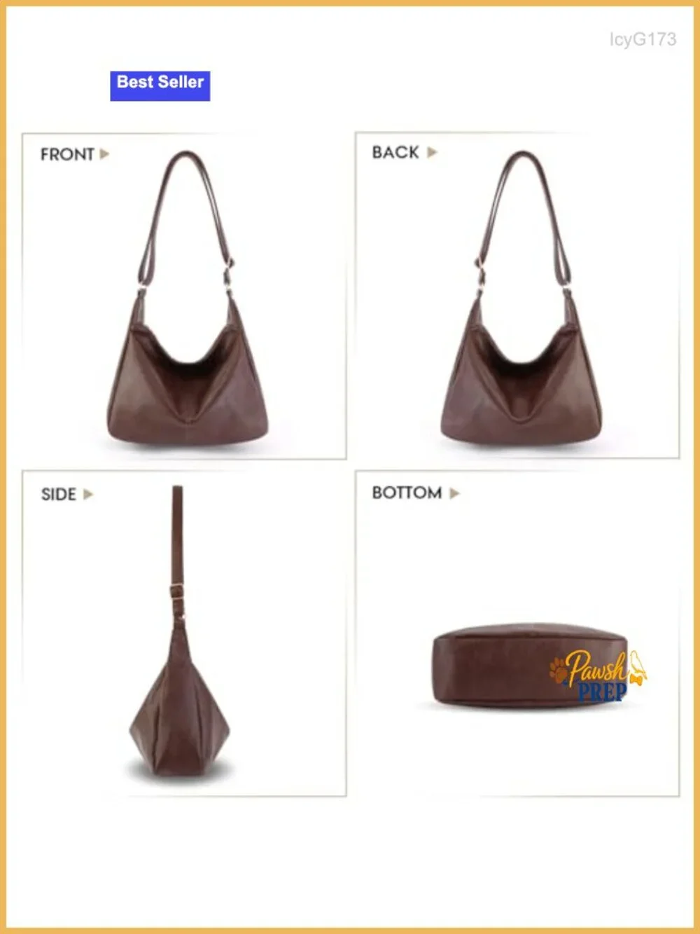 Foldable Leather Hobo Bag for Women - Slouchy Shoulder Handbag Crossbody